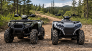 Gas vs Electric ATVs: Comparing Power and Performance shown through a realistic ATV riding scene