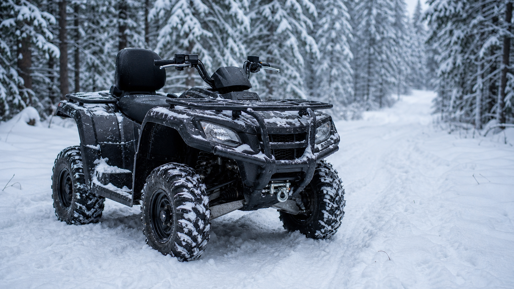 Snow-Capable ATVs: How Some ATVs Handle Winter Conditions shown through a realistic ATV riding scene