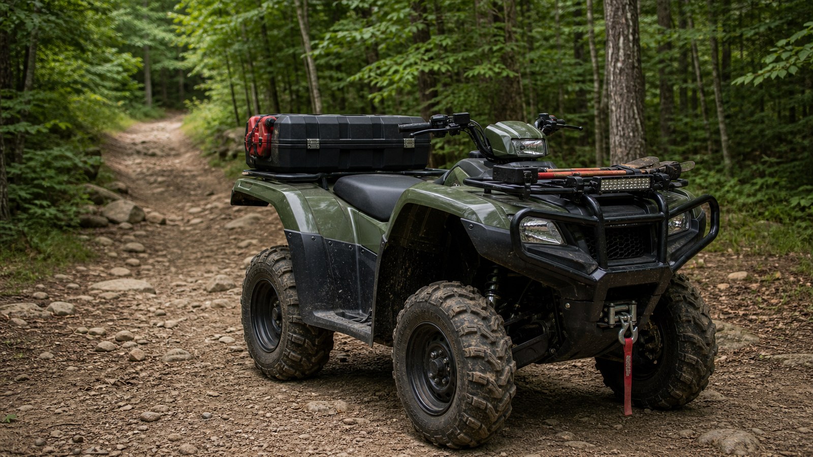 Unbranded ATV scene showing trail riding system setup