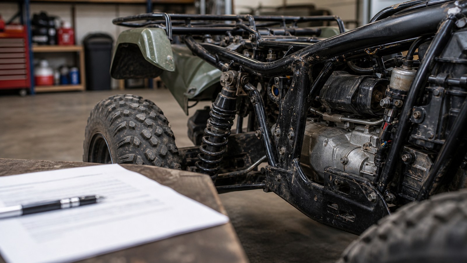 Unbranded ATV scene showing used ATV VIN checks