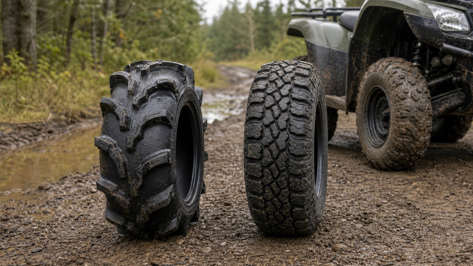 Unbranded ATV scene showing mud tire selection