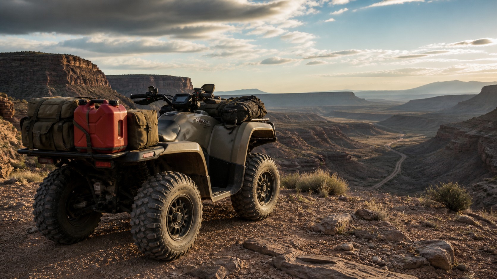 Unbranded ATV scene for Best ATV Setup for Expedition and Long-Range Riding: Tires, Suspension, and Gear